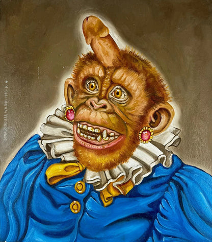 art-decoration-tableau-peinture-huile-toile-surrealisme-portrait-singe-verge-erection-d'apres Donald Roller (Copie)