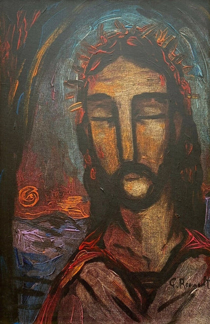 art-decoration-tableau-peinture-huile-toile-moderne religion-jésus-christ- d'après Georges Rouault
