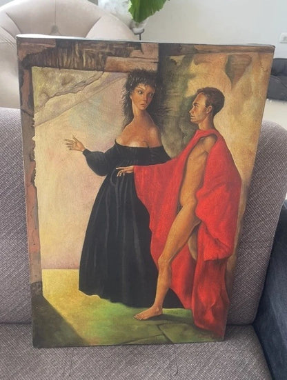 art-decoration-scene-personnage-follow me-peinture-huile-toile