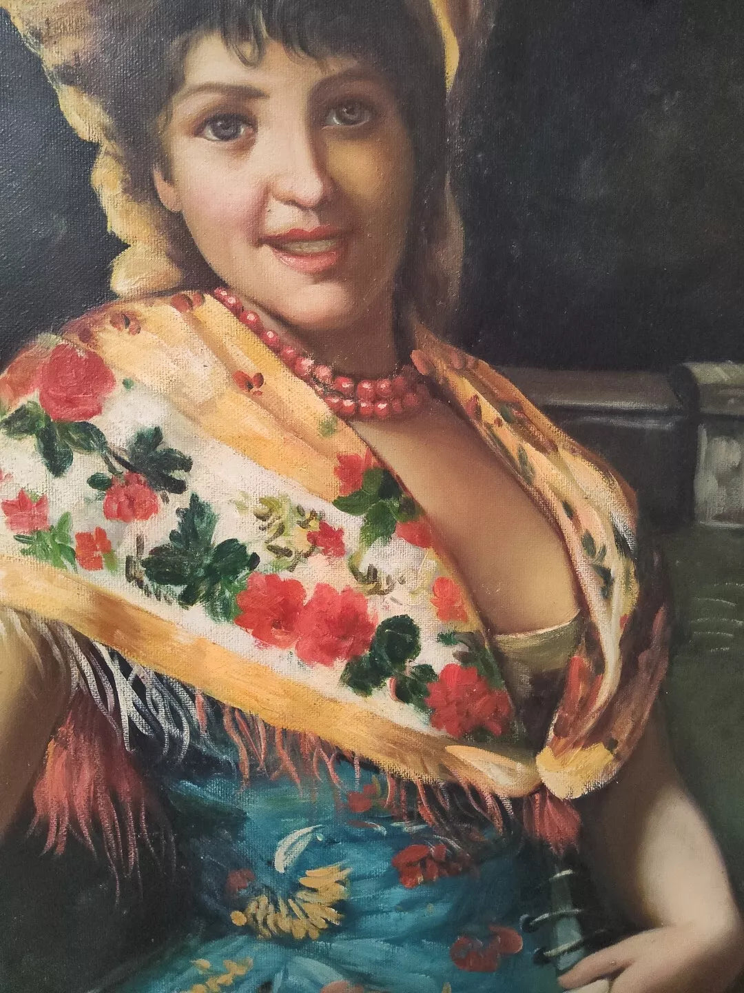 art-portrait-jeune-femme-fleurs-peinture-huile-toile