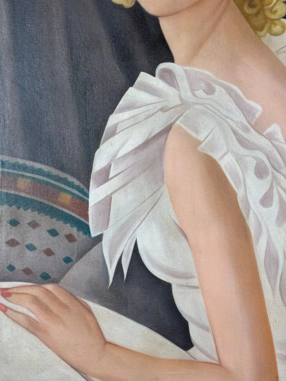 art-decoration-tableau-peinture-huile-toile-moderne-portrait-feminin-femme-personnage-d'aprés Gerda Wegener