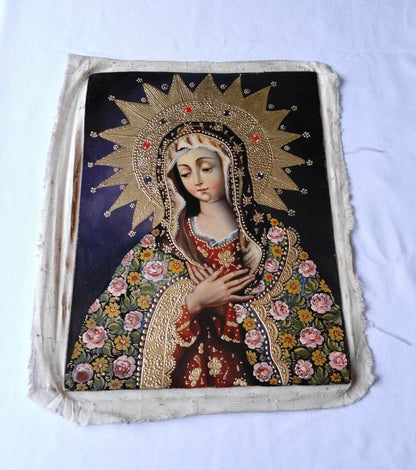 art-decoration-tableau-peinture-huile-toile-portrait-religieux-sainte-vierge-marie-cuzco