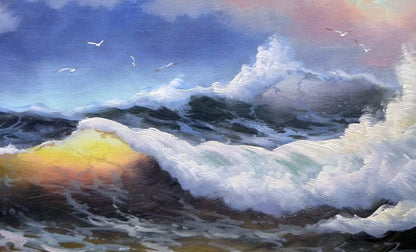 art-decoration-tableau-peinture-huile-toile-paysage-marin-vague-ocean-pacifique-rocher