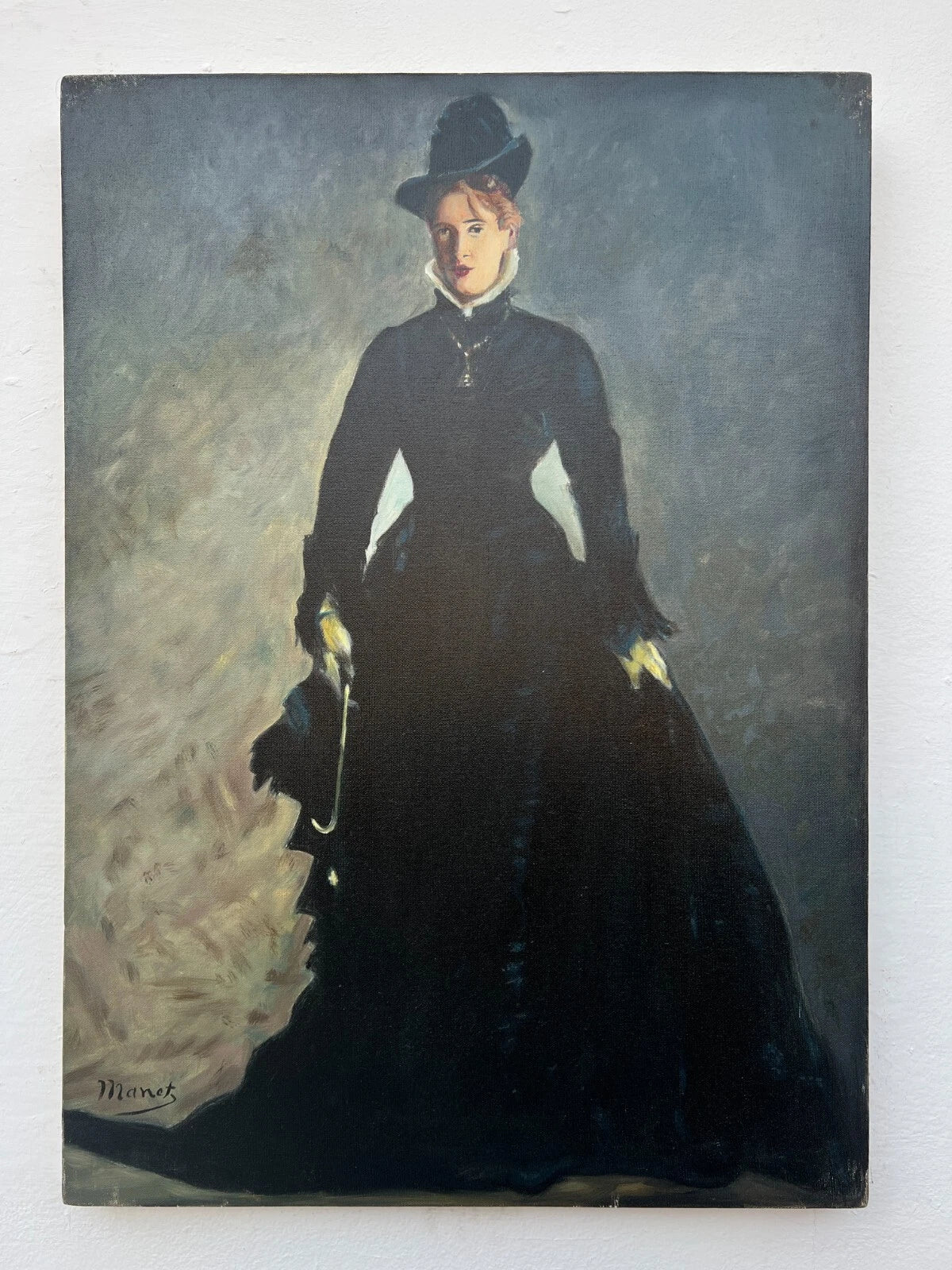 art-decoration-tableau-peinture-huile-toile-portrait-feminin-femme-dame-parisienne-d'apres Manet