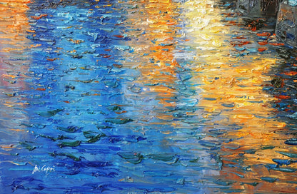 art-decoration-tableau-peinture-huile-toile-paysage-Londres-tamise-big ben