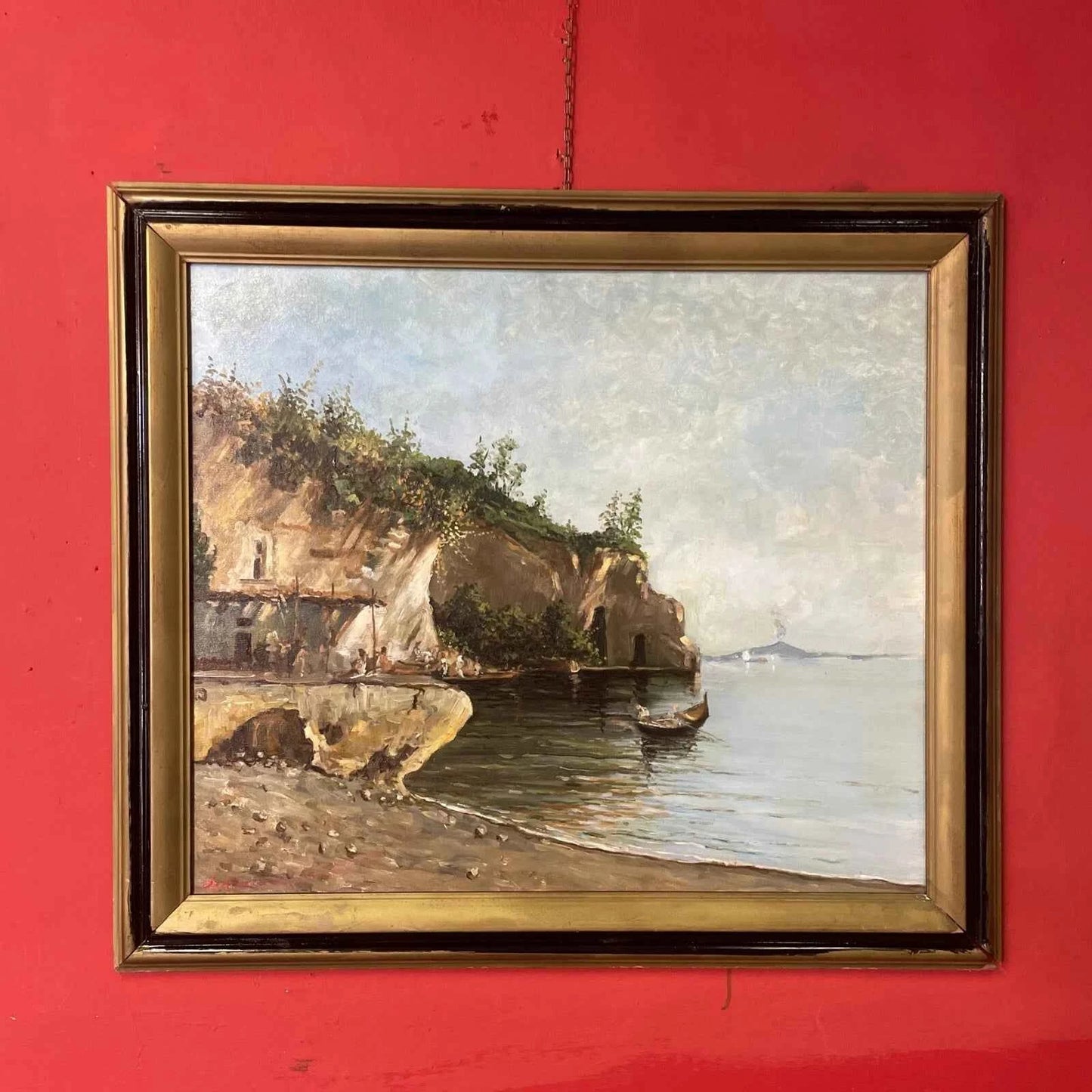 art decoration peinture huile sur toile paysage Naples Italie