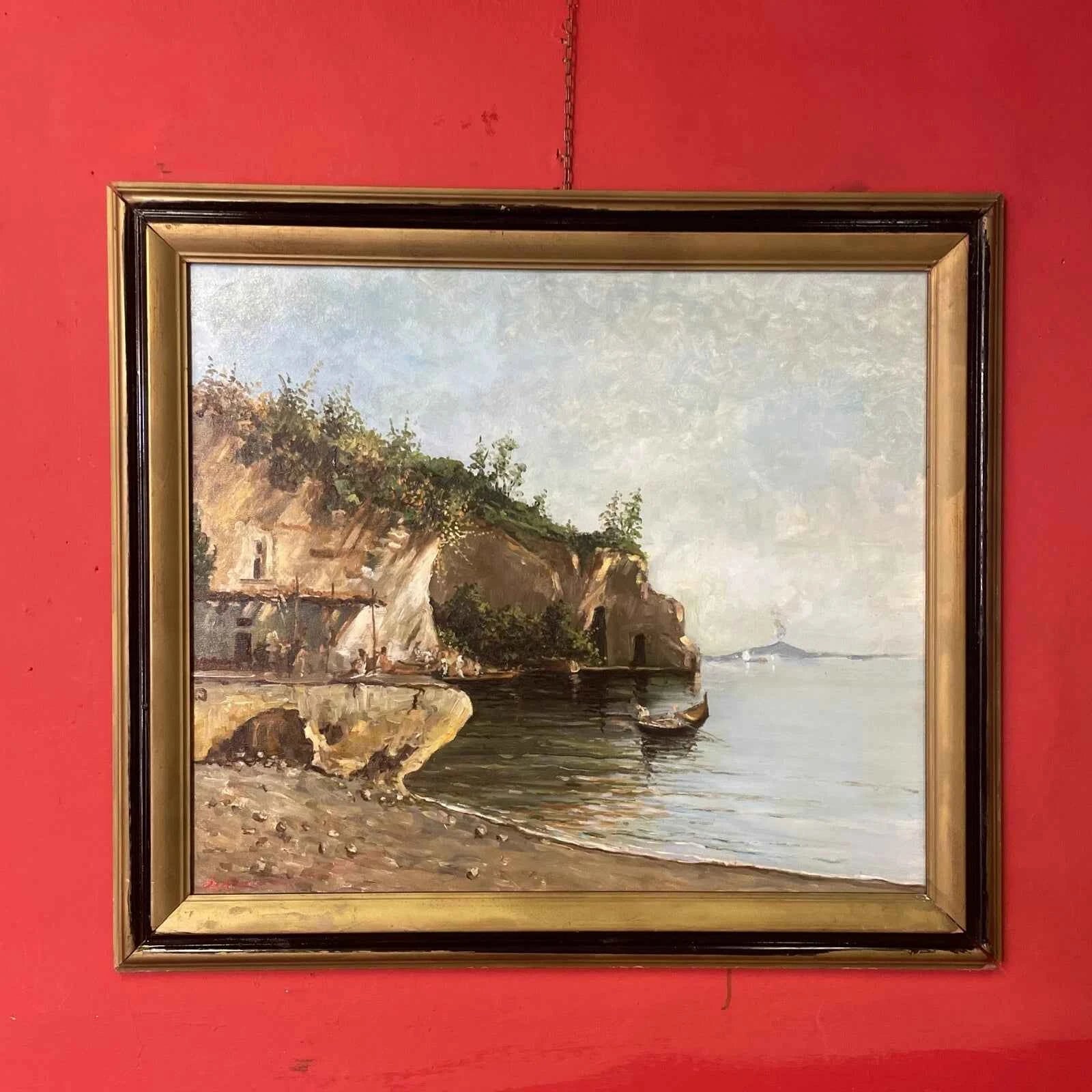 art decoration peinture huile sur toile paysage Naples Italie