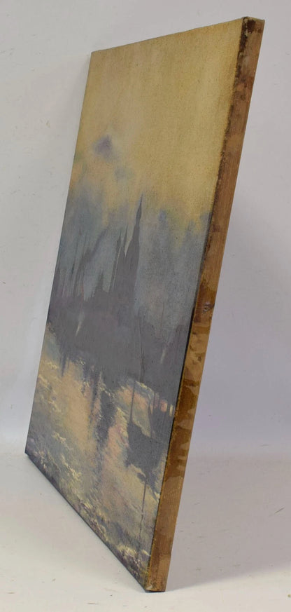 Vers 1920-1940 Tableau ancien, Venise à la tombée du crépuscule, huile, signée