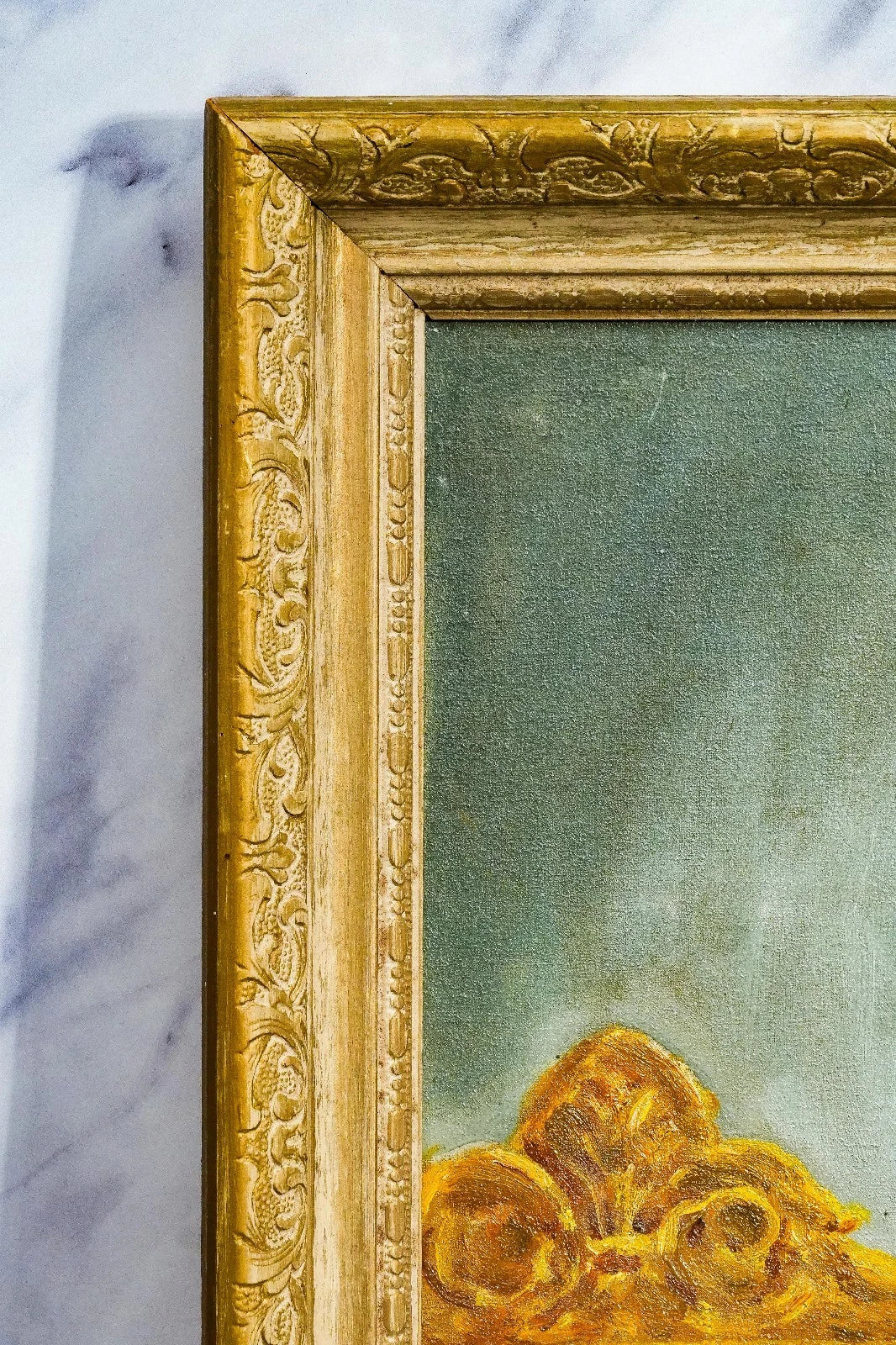 Tableau ancien huile encadré portrait frappant du pape Pie XII art catholique