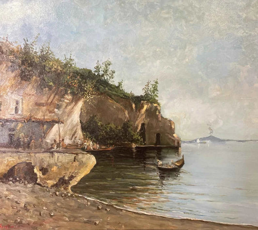 art decoration peinture huile sur toile paysage Naples Italie