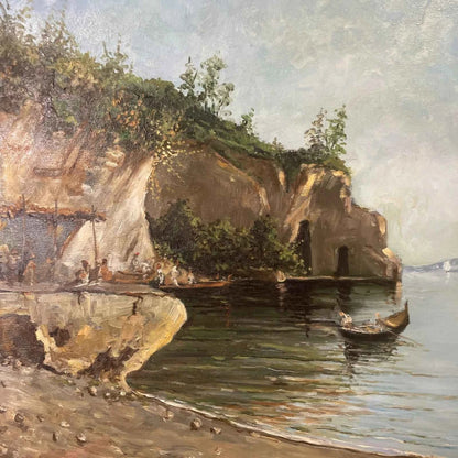 art decoration peinture huile sur toile paysage Naples Italie