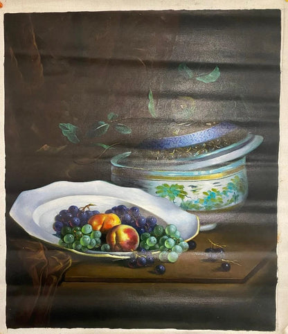 Peinture à l'huile peinte à la main sur toile - Bol de fruits de nature morte-50x60cm-24"x20"