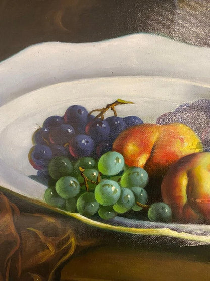 Peinture à l'huile peinte à la main sur toile - Bol de fruits de nature morte-50x60cm-24"x20"