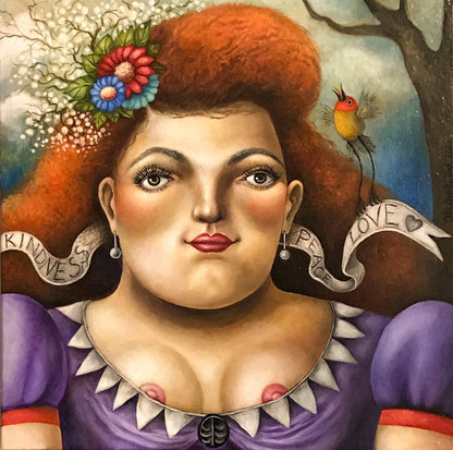 art-moderne-decoration-tableau-peinture-huile-toile-portrait-feminin-femme-rousse-poitrine-tetons