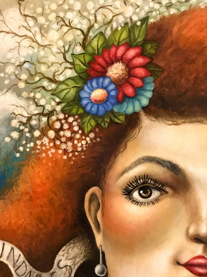 art-moderne-decoration-tableau-peinture-huile-toile-portrait-feminin-femme-rousse-poitrine-tetons