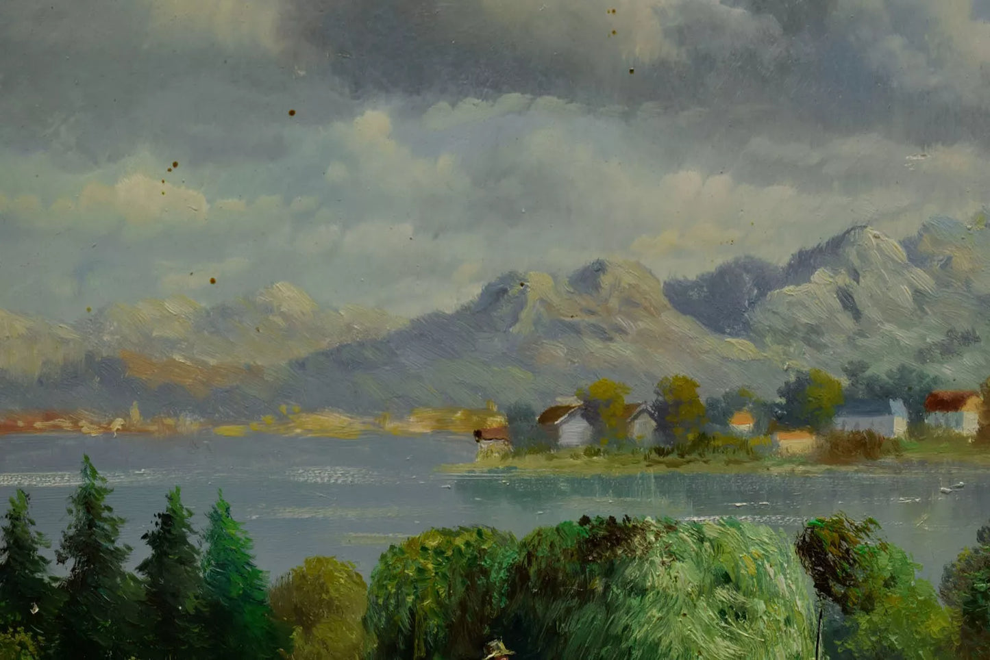 Tableau ancien, Vue sur l'île des femmes, copie d'après Josef Hofbauer (1948), huile