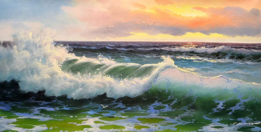 art-decoration-tableau-peinture-huile-toile-paysage-marin-vague-ocean-pacifique-mer