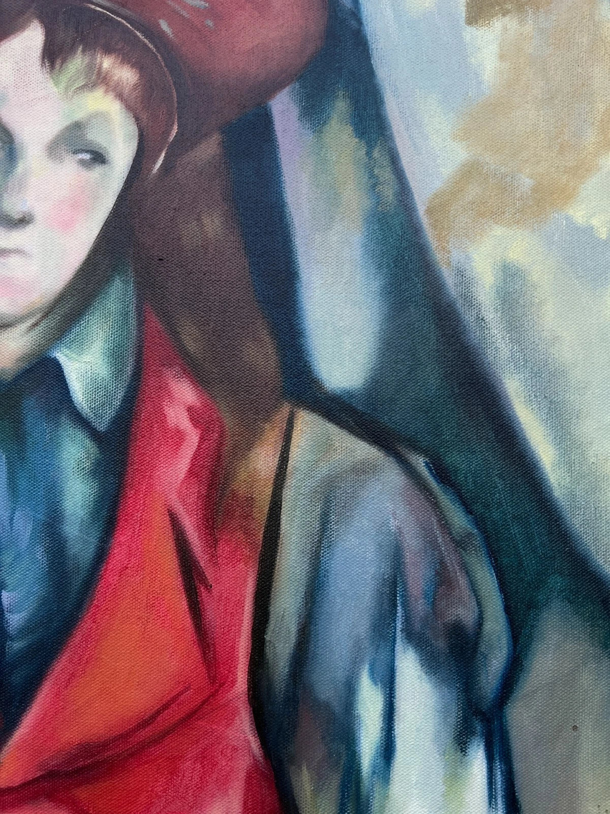 art-decoration-tableau-peinture-huile-toile-portrait-jeune homme-d'après Cezanne