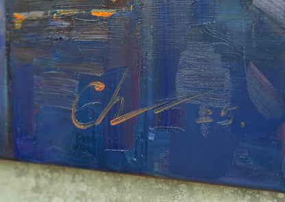 art-decoration-tableau-peinture-huile-toile-moderne-skyline-new york-soleil