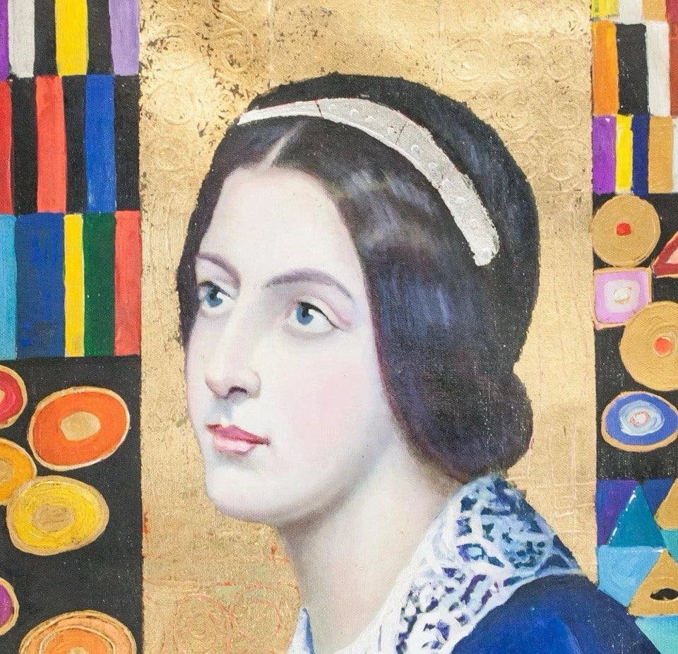 art-portrait-profil-feminin-femme-brune-peinture huile sur toile