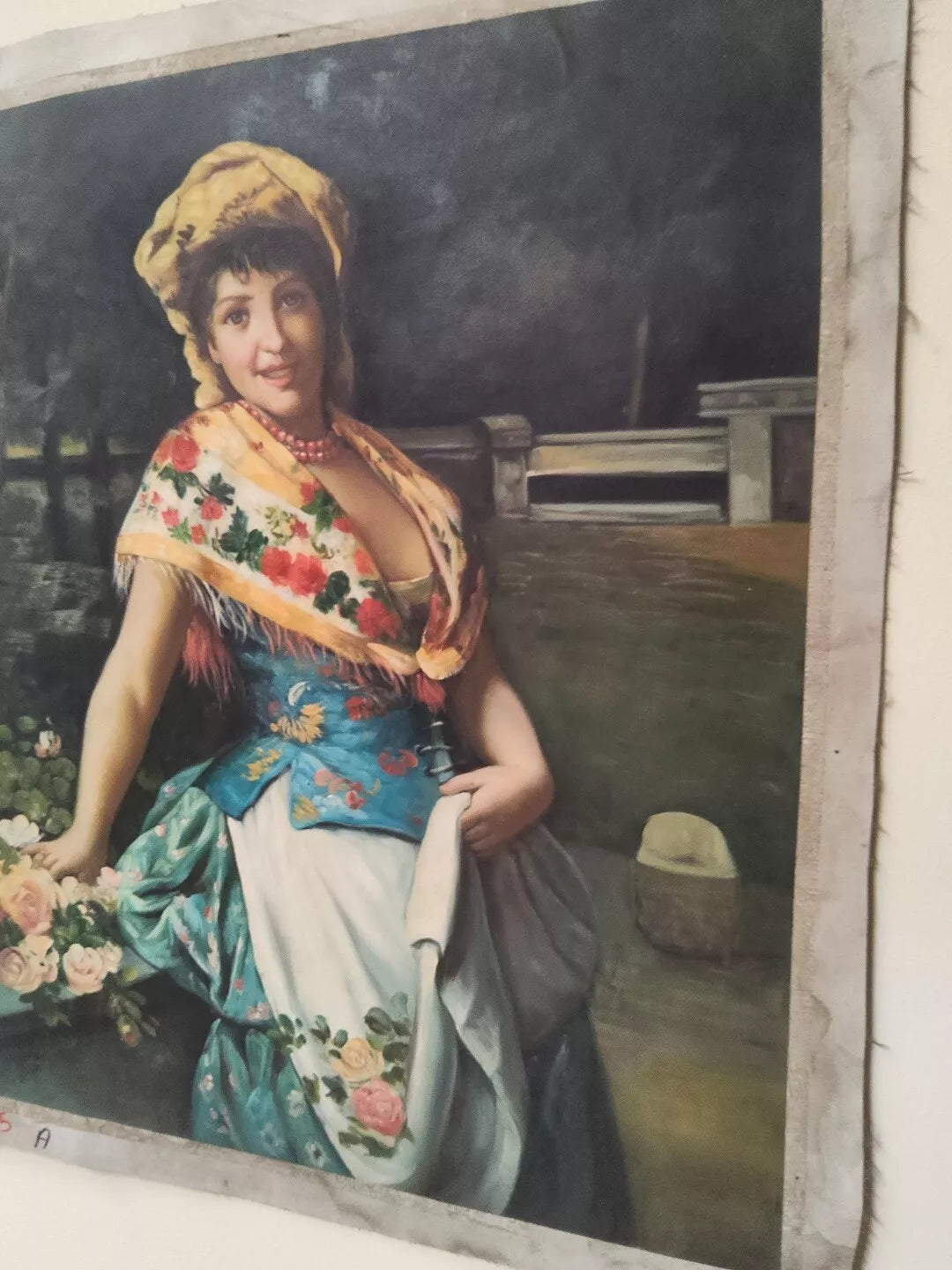 art-portrait-jeune-femme-fleurs-peinture-huile-toile