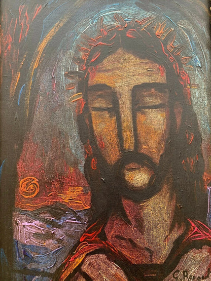 art-decoration-tableau-peinture-huile-toile-moderne religion-jésus-christ- d'après Georges Rouault