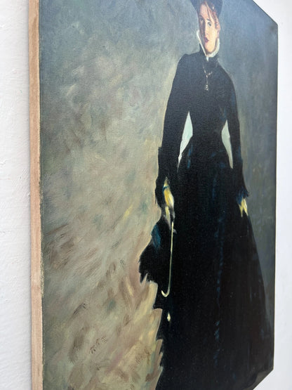 art-decoration-tableau-peinture-huile-toile-portrait-feminin-femme-dame-parisienne-d'apres Manet