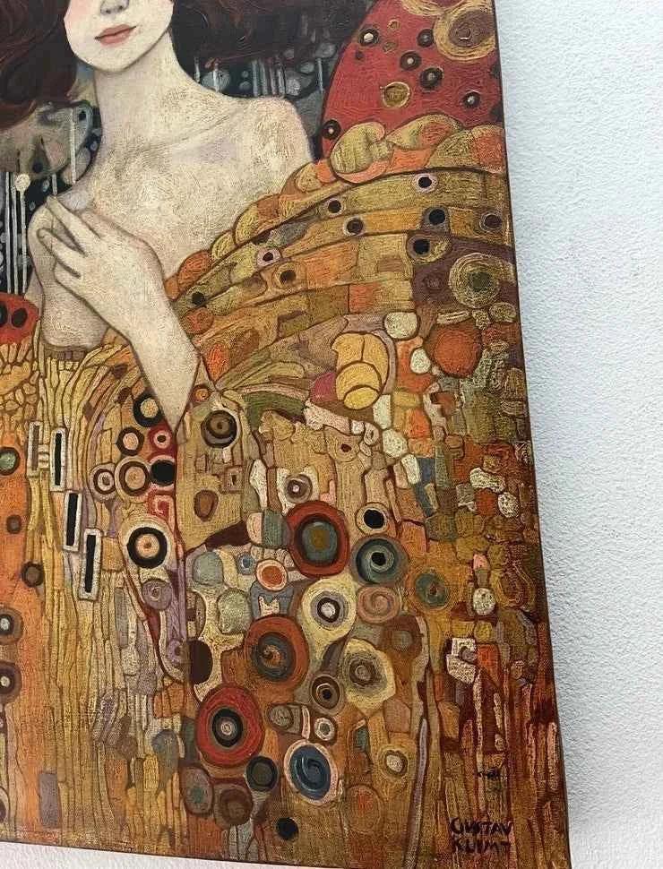 art-decoration-tableau-peinture-huile-toile-portrait-feminin-femme-chevelure-à la manière de Klimt - Kikooyou Art Gallery