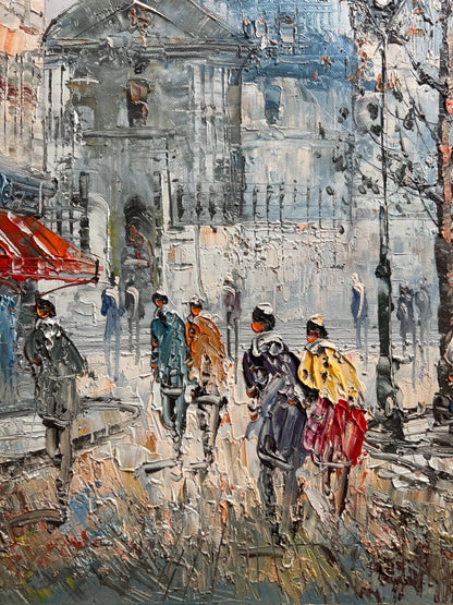 art-decoration-scene-rue-Paris-France-peinture-huile-toile