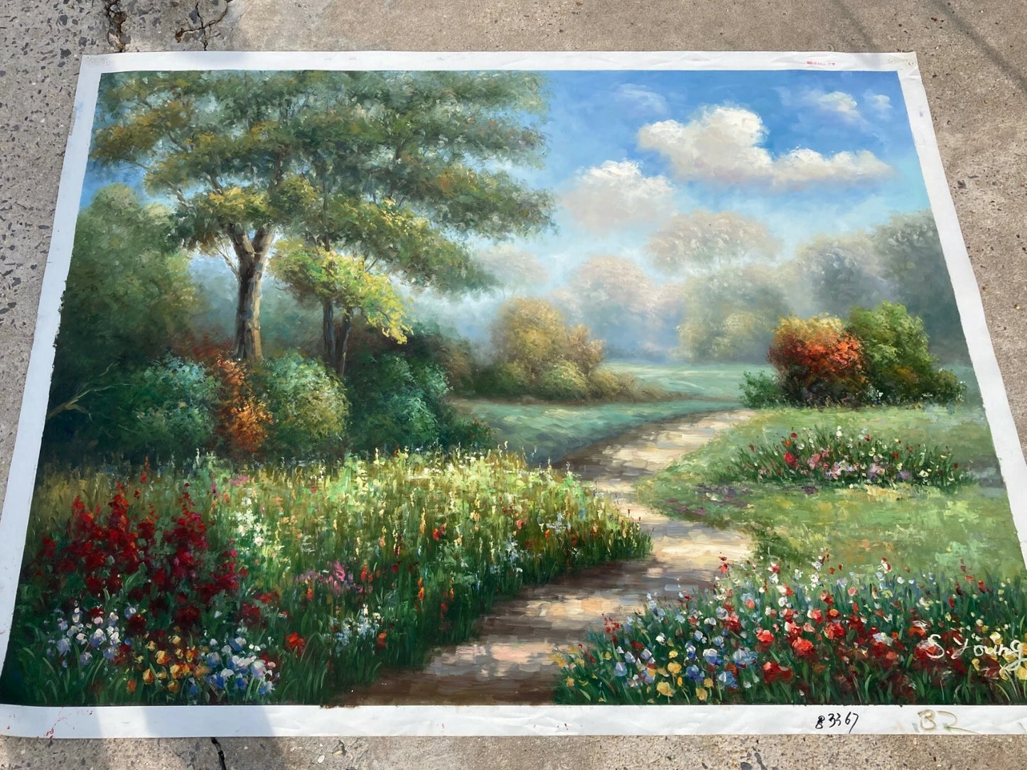 art-decoration-tableau-peinture-huile-toile-paysage-campagne-champ-fleuri