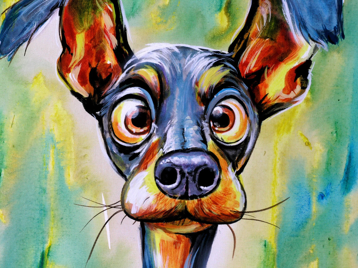 art-decoration-tableau-peinture-huile-toile-moderne-animal-chiot-comic
