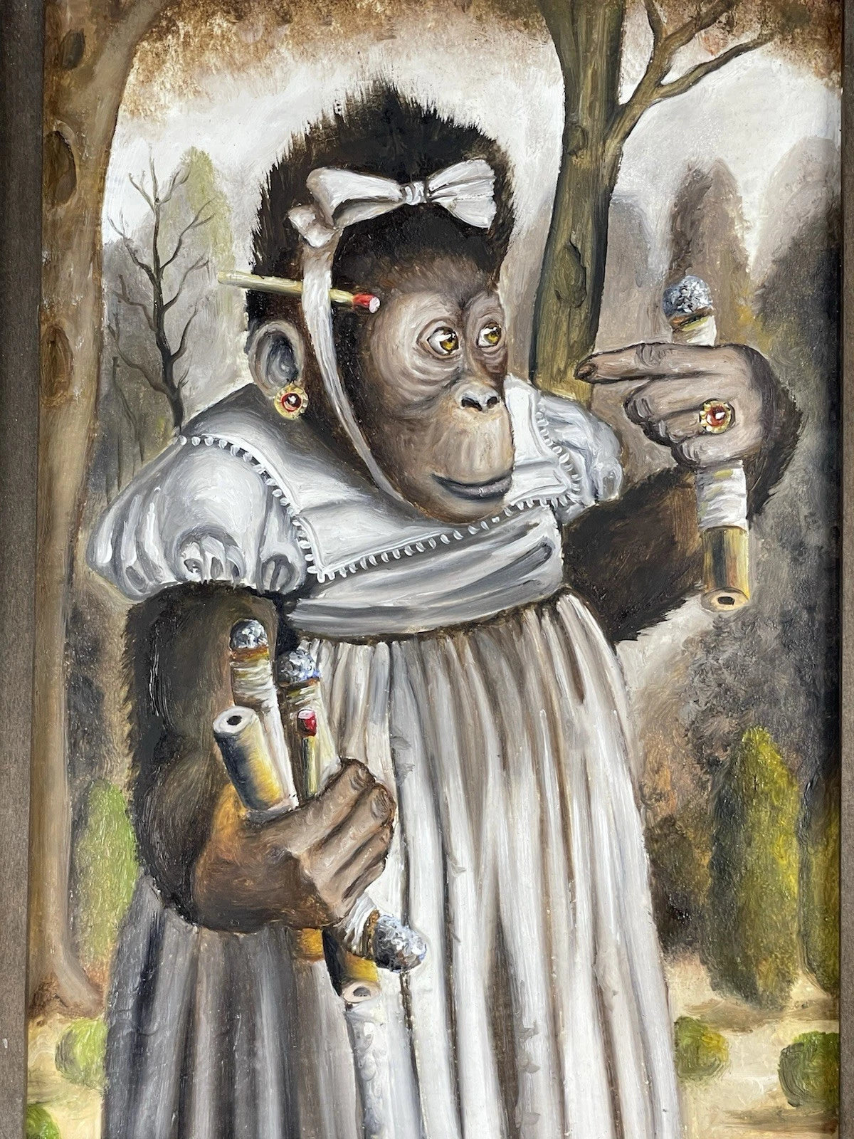 art-decoration-tableau-peinture-huile-toile-surrealisme-portrait-singe-petite-d'apres Donald Roller (Copie)