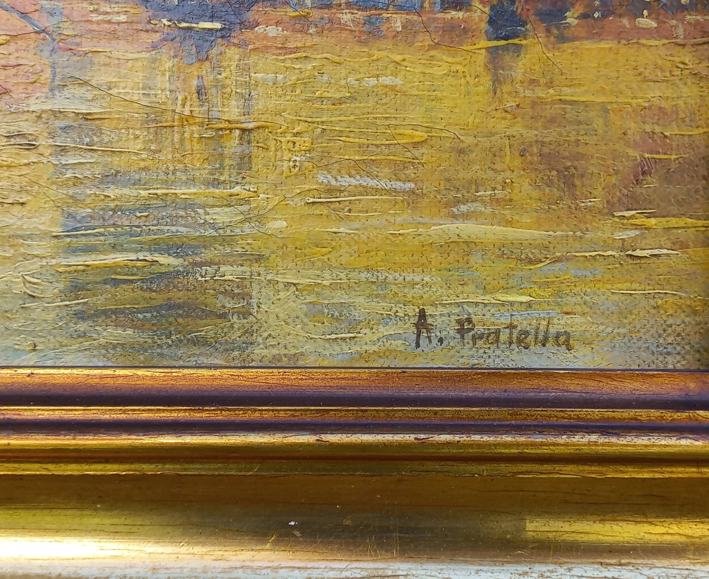 Tableau huile/peinture, Venise, Santa Maria della Salute, signé A. Pratella, vers 1900