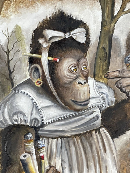 art-decoration-tableau-peinture-huile-toile-surrealisme-portrait-singe-petite-d'apres Donald Roller (Copie)