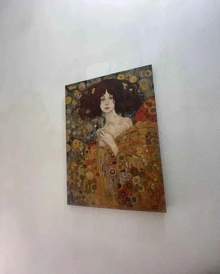 art-decoration-tableau-peinture-huile-toile-portrait-feminin-femme-chevelure-à la manière de Klimt - Kikooyou Art Gallery