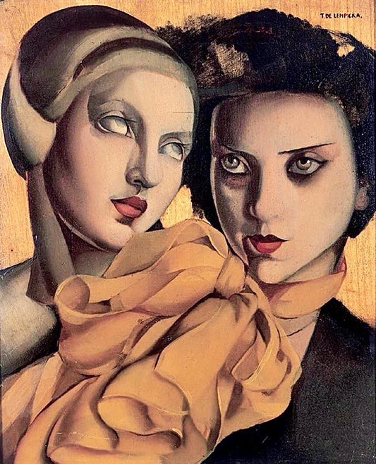 art-moderne-decoration-tableau-peinture-huile-toile-portrait-deux femmes