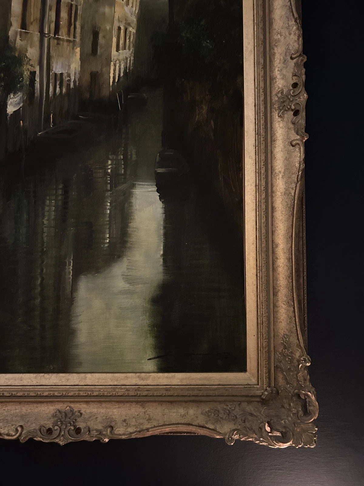 paysage marin venise canal huile sur panneau carton