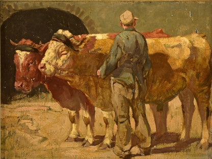 Peinture image huile paysage  scene paysanne peinture à l'huile peinture à l'huile signée Jo Strahn