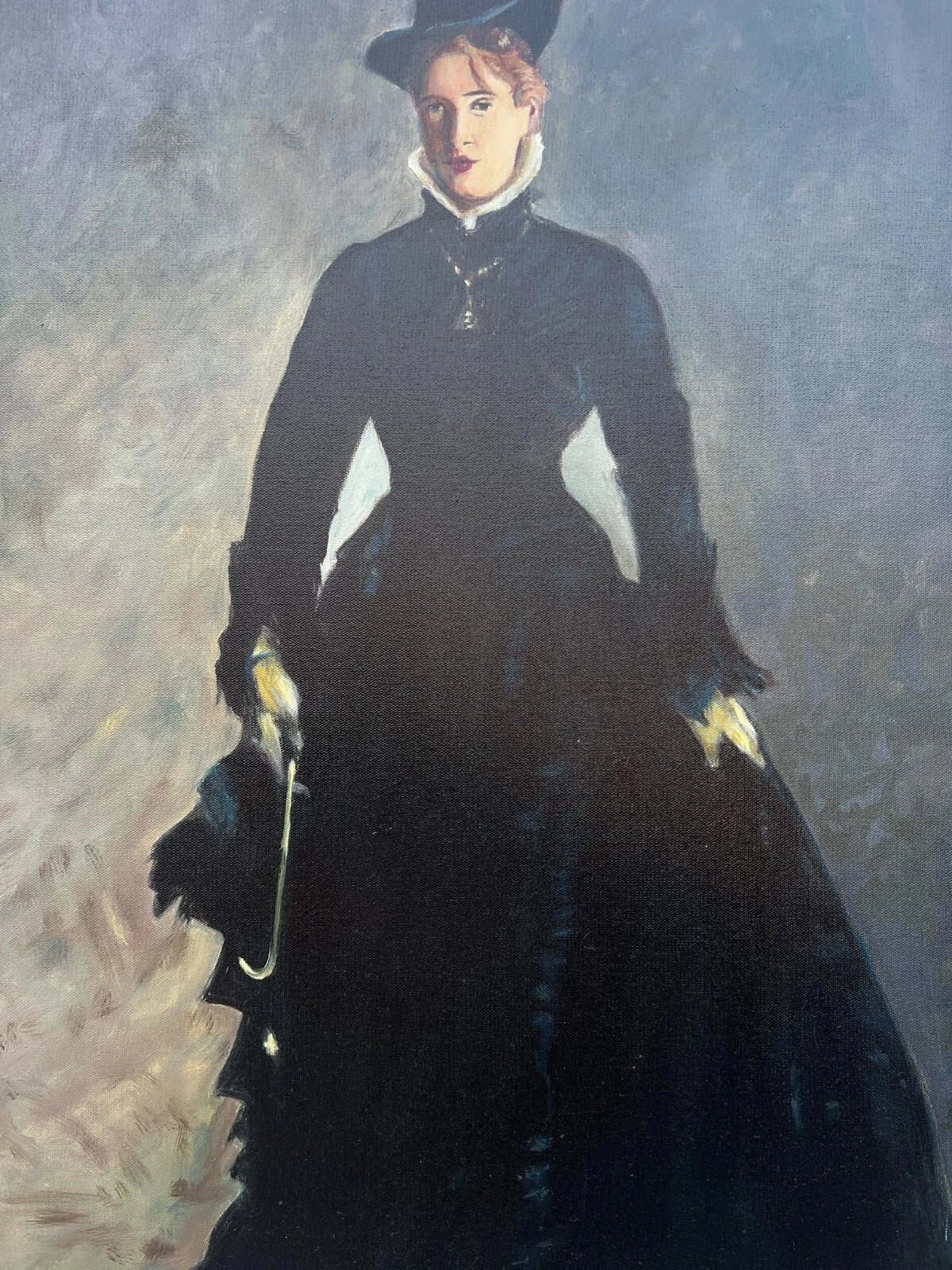 art-decoration-tableau-peinture-huile-toile-portrait-feminin-femme-dame-parisienne-d'apres Manet