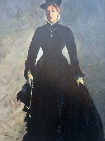 art-decoration-tableau-peinture-huile-toile-portrait-feminin-femme-dame-parisienne-d'apres Manet