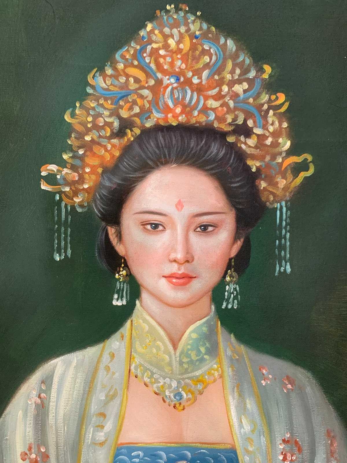 Portrait-traditionel-Peinture à l'huile sur toile "Beauté classique" peinte à la main chinoise par Chen Yifei