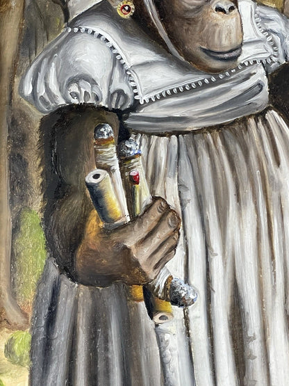 art-decoration-tableau-peinture-huile-toile-surrealisme-portrait-singe-petite-d'apres Donald Roller (Copie)
