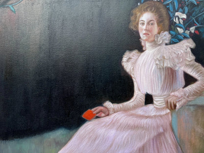 art-decoration-tableau-peinture-huile-toile-portrait-feminin-femme-Sonia-d'après Klimt