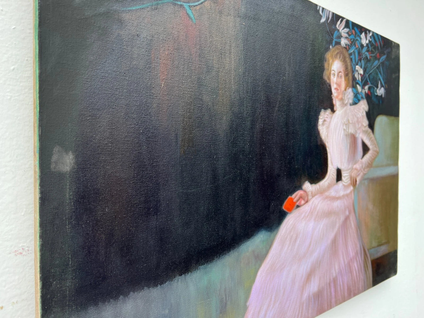 art-decoration-tableau-peinture-huile-toile-portrait-feminin-femme-Sonia-d'après Klimt