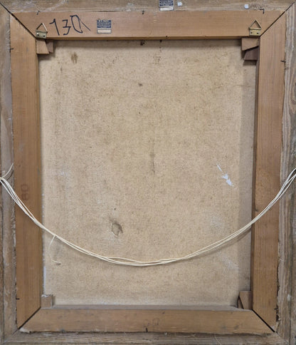 Peinture à l'huile P. Mertens (XX) bouquet de fleurs rose et blanc œillets