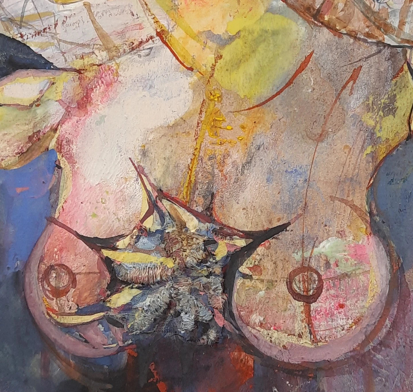 Chuchotements et ailes, peinture huile sur panneau originale Tempera, artiste Berezhna