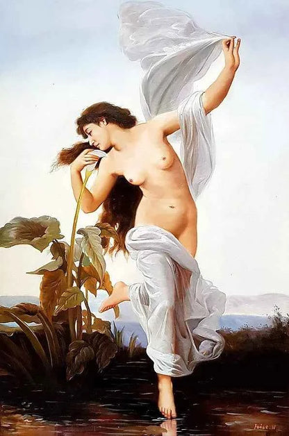 Peinture à l'huile érotique, nu, ambiance du soir d'apès William Bouguereau