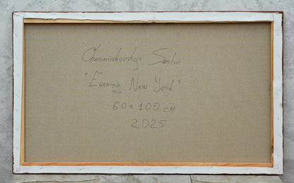 art-decoration-tableau-peinture-huile-toile-moderne-skyline-new york-soleil