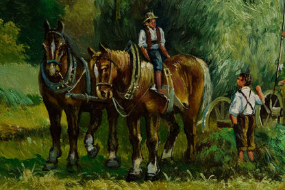 Tableau ancien, Vue sur l'île des femmes, copie d'après Josef Hofbauer (1948), huile