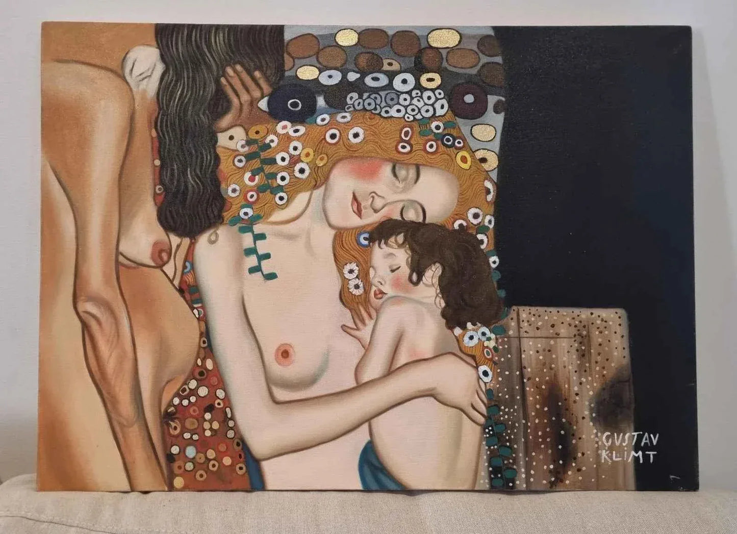 d'après Gustav Klimt - maternité - peinture à l'huile peinte à la main peinture murale art- kikooyou art gallery - Kikooyou Art Gallery